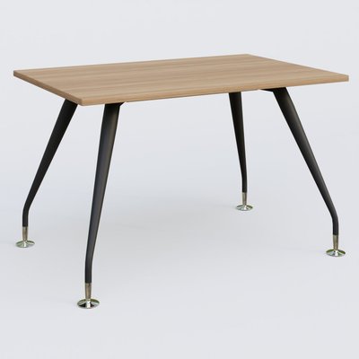 [Pas de famille] - [Pas de sous famille] - K5 plan droit 120*80 cm. Plateau Noyer et pietement Noir Mat avec base chromé.