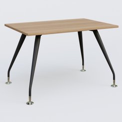 [Pas de famille] - [Pas de sous famille] - K5 plan droit 120*80 cm. Plateau Noyer et pietement Noir Mat avec base chromé.