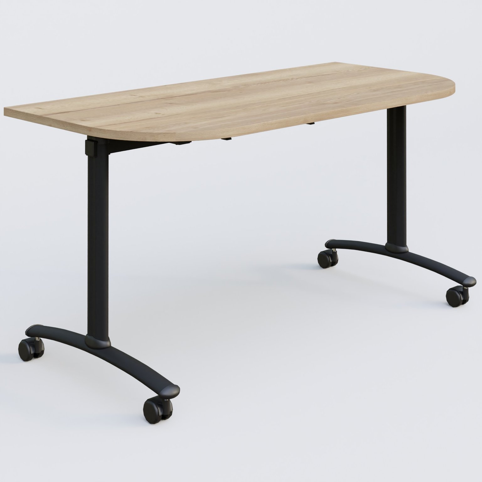 Module d'extrémité pour table abattante gamme Arca 145-70 cm. Plateau Chêne naturel et pietement Noir.