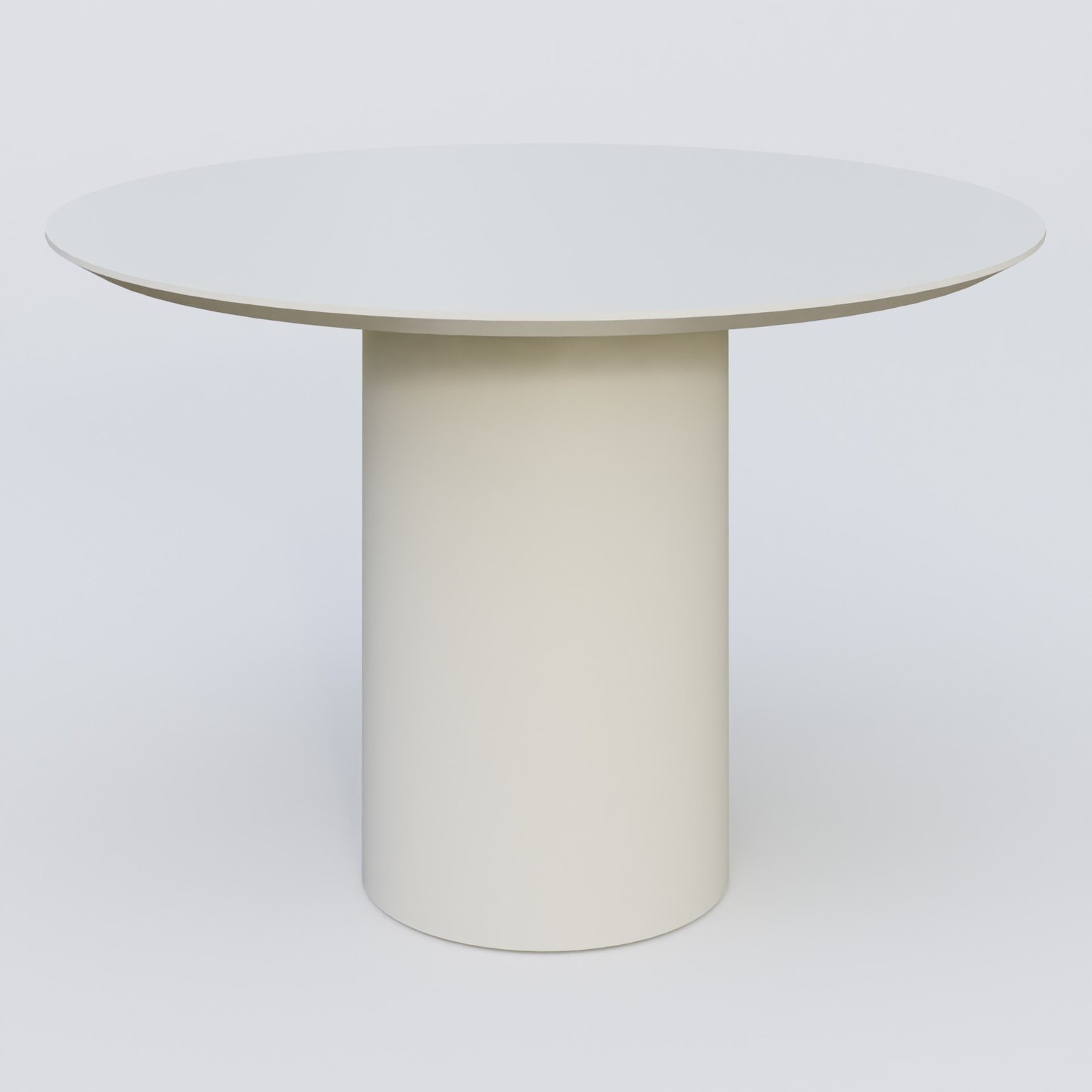 Table Basse Fashion Styl piètement colonne en métal D-26cm et plateau bois. Plateau Blanc (RAL 9010) et pietement Blanc (RAL 9010).