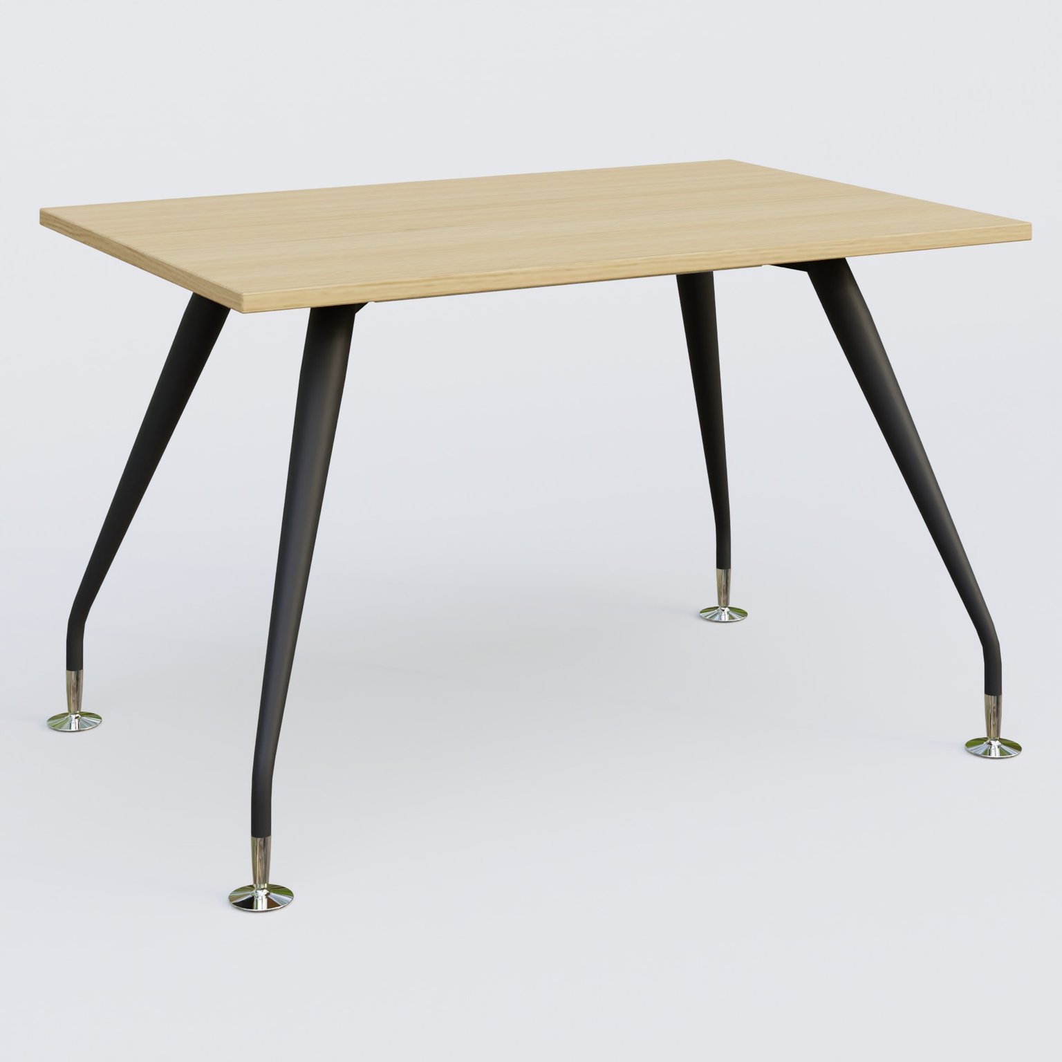 K5 plan droit 120*80 cm. Plateau Chêne clair et pietement Noir Mat avec base chromé.