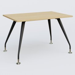 [Pas de famille] - [Pas de sous famille] - K5 plan droit 120*80 cm. Plateau Chêne clair et pietement Noir Mat avec base chromé.