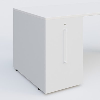[Pas de famille] - [Pas de sous famille] - K1 Plateau droit 180x80 avec tour de rangement sous plateau à gauche. Plateau Blanc et pietement Anthracite