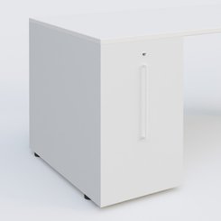 [Pas de famille] - [Pas de sous famille] - K1 Plateau droit 180x80 avec tour de rangement sous plateau à gauche. Plateau Blanc et pietement Anthracite