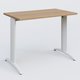 K2 Plateau droit 100x60 pieds fixe. Plateau Noyer et pietement Blanc.