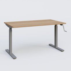 [Pas de famille] - [Pas de sous famille] - Poste solo 120*80 réglable en hauteur manuel 70-116 cm gamme KPro1. Plateau Noyer et pietement Aluminium.