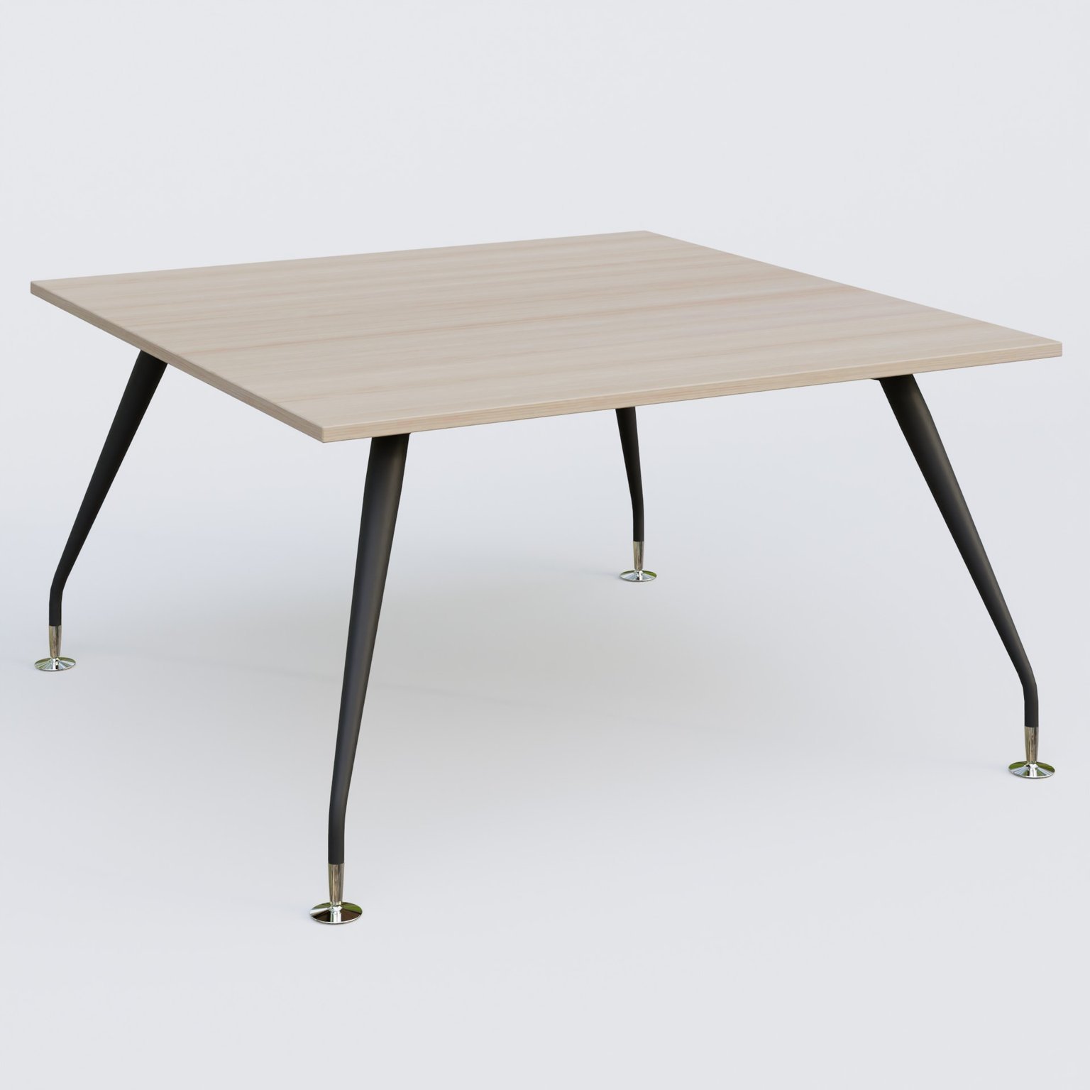 K5 plan droit 140*145 cm. Plateau Acacia et pietement Noir Mat avec base chromé.