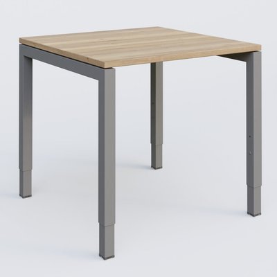 [Pas de famille] - [Pas de sous famille] - Bureau droit gamme K3 80-80 cm hauteur réglable. Plateau Chêne naturel et pietement Aluminium.