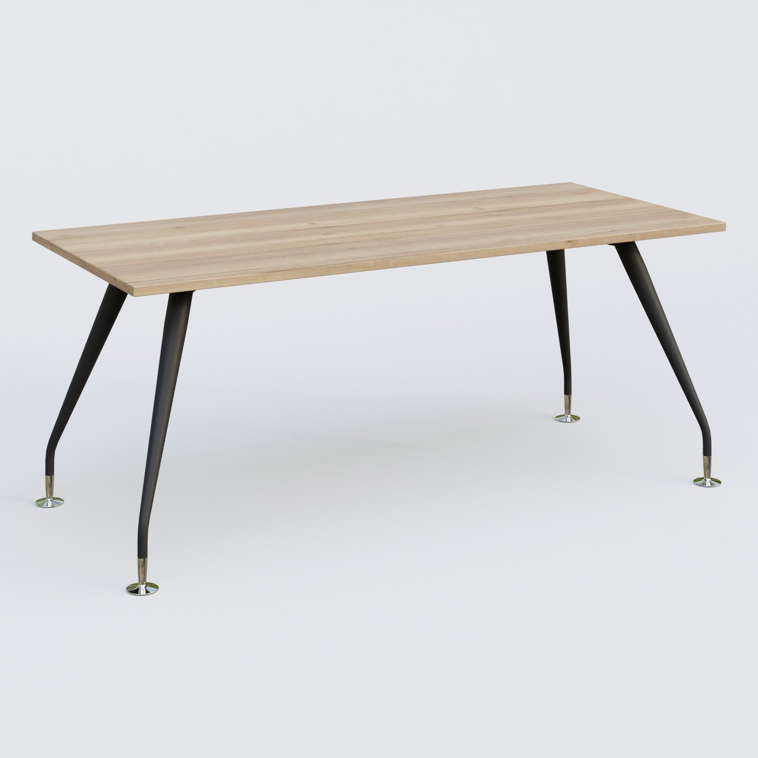 K5 plan droit 180*80 cm. Plateau Chêne naturel et pietement Noir Mat avec base chromé.