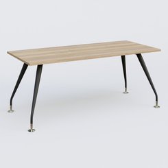 [Pas de famille] - [Pas de sous famille] - K5 plan droit 180*80 cm. Plateau Chêne naturel et pietement Noir Mat avec base chromé.