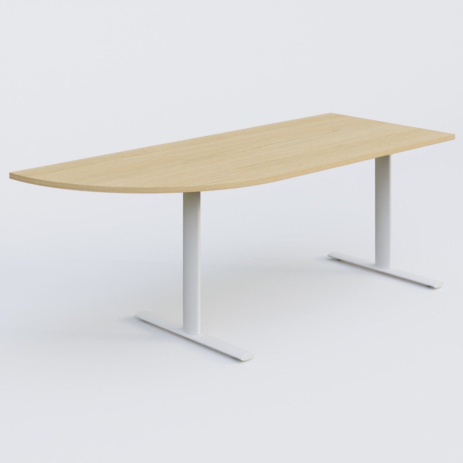 Module d'angle 90° intégré à gauche, gamme Pure 200-80 cm. Plateau Chêne clair et pietement Blanc.