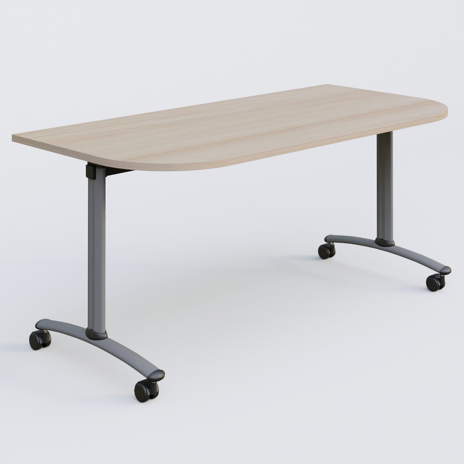 Module d'extrémité pour table abattante gamme Arca 165-80 cm. Plateau Acacia et pietement Aluminium.