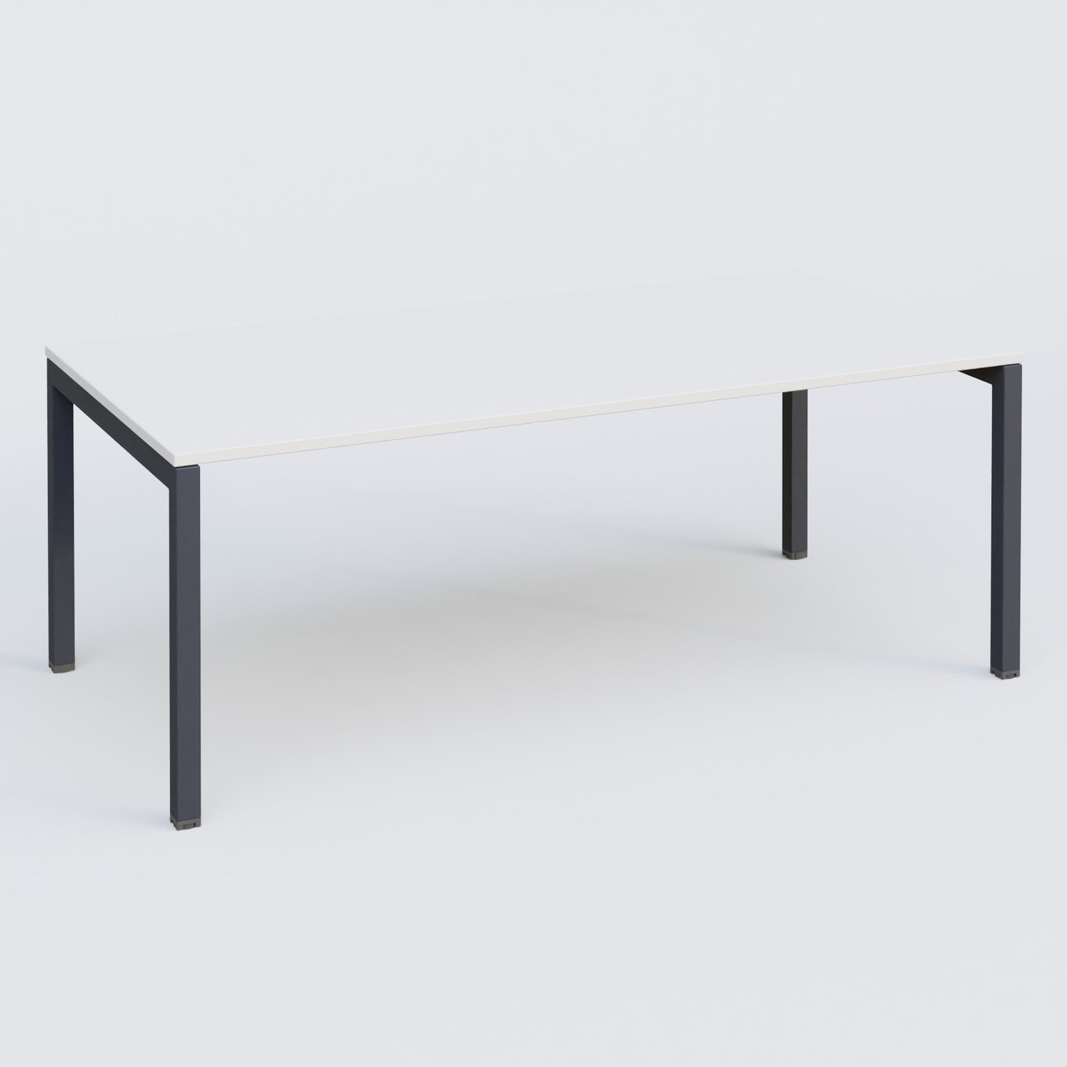 K3 plan droit 200x100cm, plateau blanc, structure anthracite