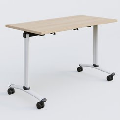 [Pas de famille] - [Pas de sous famille] - Table abattante gamme Arca 120-60 cm. Plateau Hêtre et pietement Blanc.