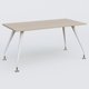 K5 plan droit 160*80 cm. Plateau Acacia et pietement Blanc avec base chromé.