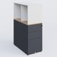 Caisson HB 3 tiroirs avec niche. Caisson Anthracite top de finition Chêne naturel et niche blanche.