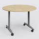 Table ronde abattante gamme Design D110 cm. Plateau Chêne clair et pietement Aluminium.