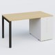 K3 Plateau droit 140x80 avec tour de rangement sous le plateau à droite. Plateau Chêne clair et pietement Noir Mat