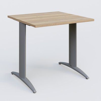 [Pas de famille] - [Pas de sous famille] - K2 Plateau droit 80x80 pieds fixe. Plateau Chêne naturel et pietement Aluminium.