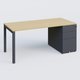 K3 Plateau droit 160x80 avec caisson métalique sous le plateau. Plateau Chêne clair et pietement Anthracite