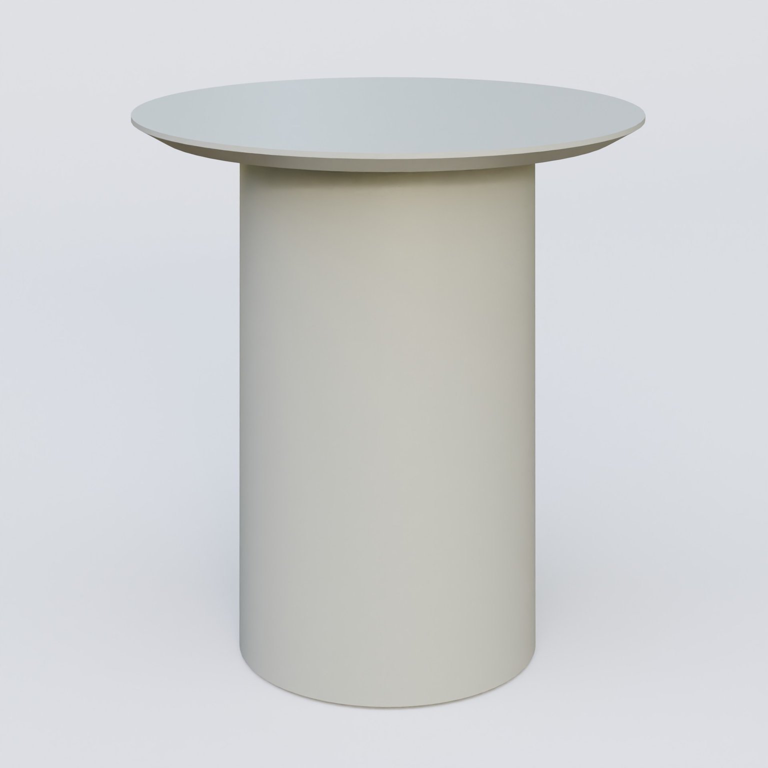 Table Basse Fashion Styl piètement colonne en métal D-26cm et plateau bois. Plateau Gris (RAL 7038) et pietement Gris (RAL 7038).