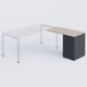 Retour direct 120x60cm sur caisson métal HB P.60cm 3 tiroirs, plateau acacia, structure anthracite