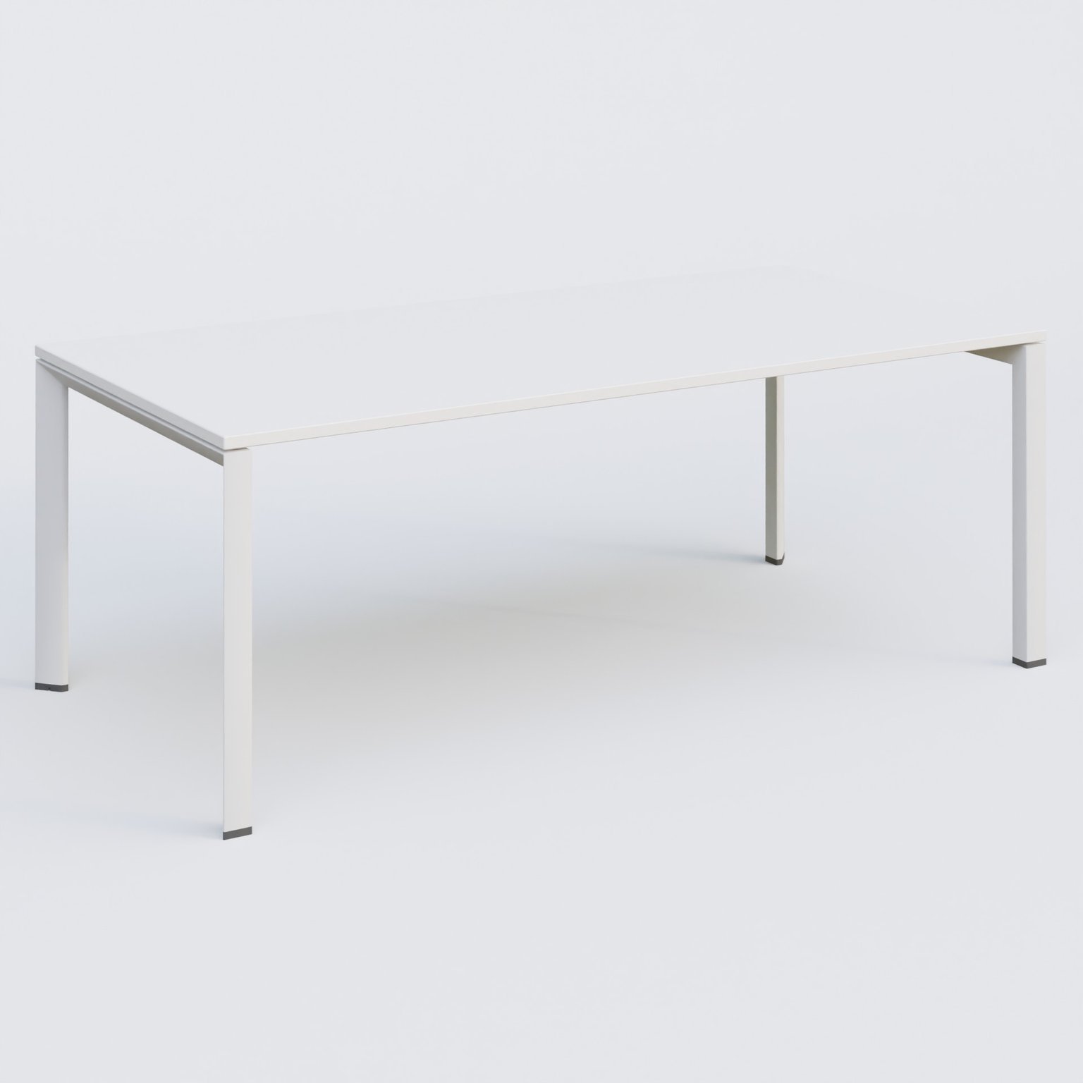 K7 plan droit 200*100 sur pieds fixe. Plateau Blanc et pietement Blanc