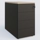 Caisson hauteur de bureau métalique 4 tiroirs avec top de finition, profondeur 60cm. Plateau Acacia et caisson Noir.
