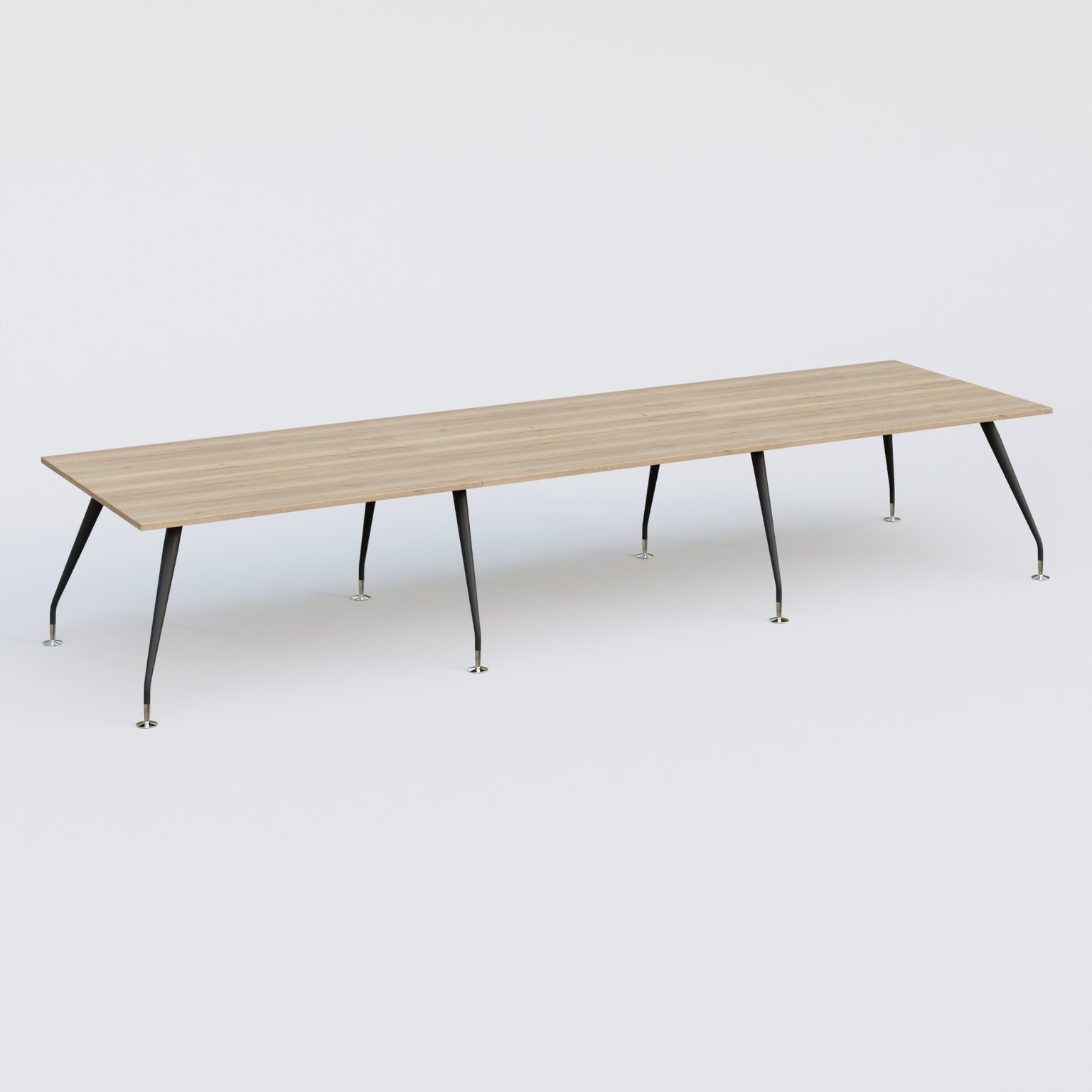 K5 table bench 420*120 cm. Plateau Chêne naturel et pietement Noir Mat avec base chromé.