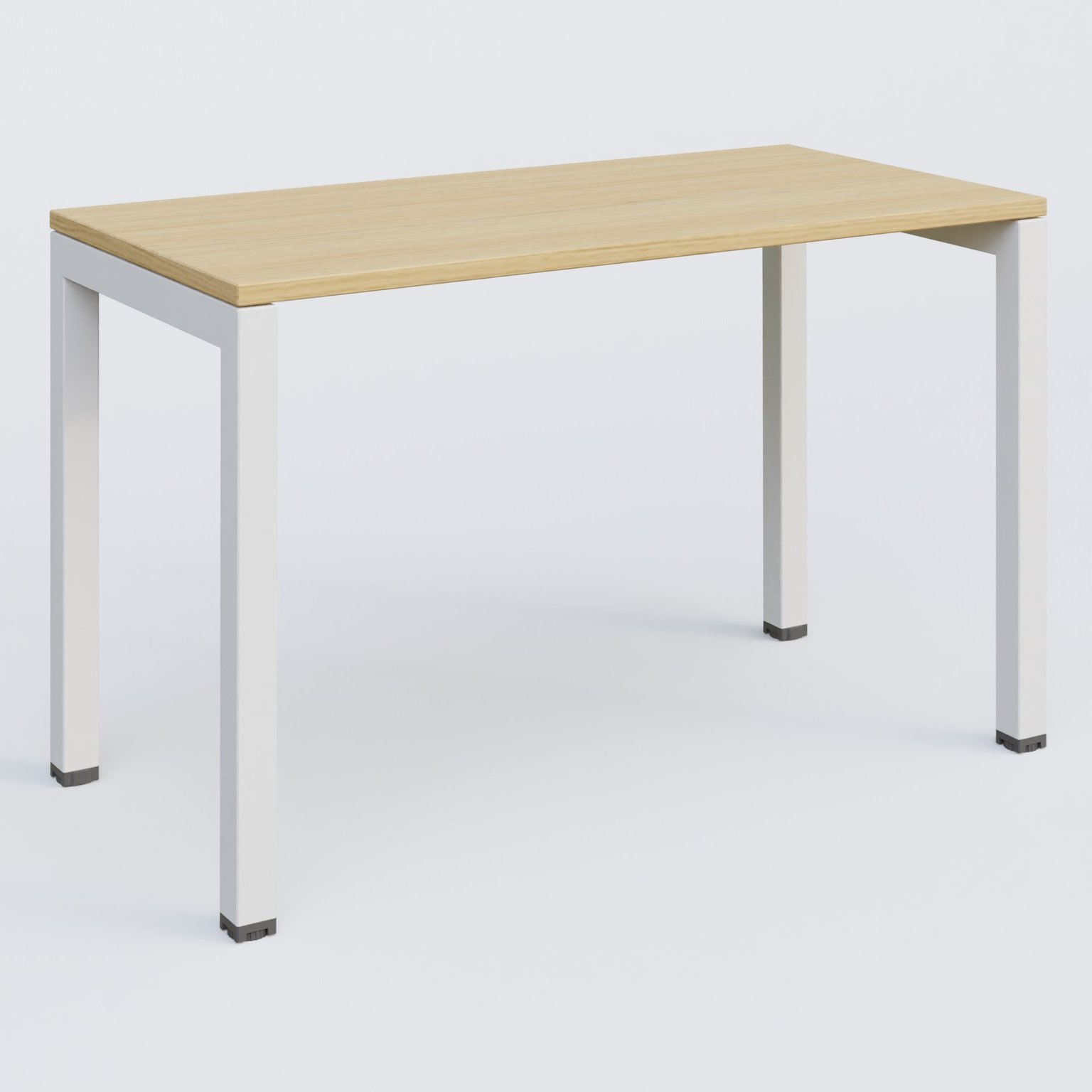 K3 Plateau droit 120x60 pieds fixe. Plateau Chêne clair et pietement Blanc.
