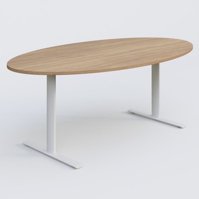 [Pas de famille] - [Pas de sous famille] - Table ovale gamme Pure 200-110 cm. Plateau Noyer et pietement Blanc.
