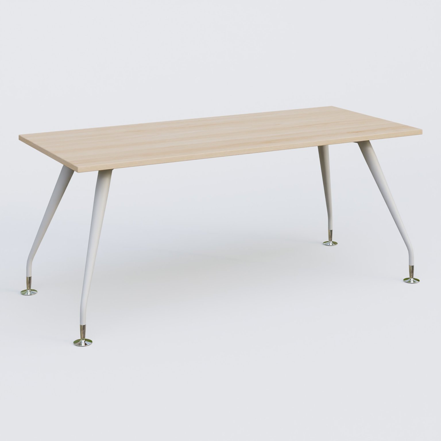 K5 plan droit 180*80 cm. Plateau Hêtre et pietement Blanc avec base chromé.