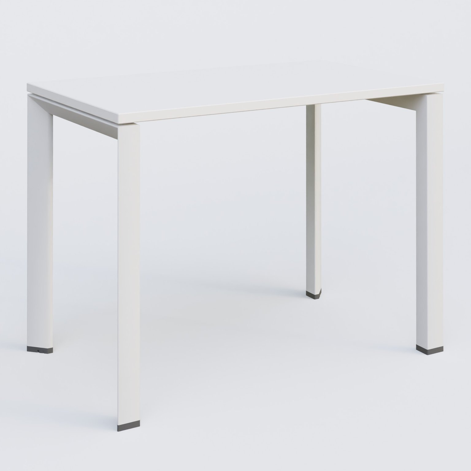 K7 plan droit 100*60 sur pieds fixe. Plateau Blanc et pietement Blanc