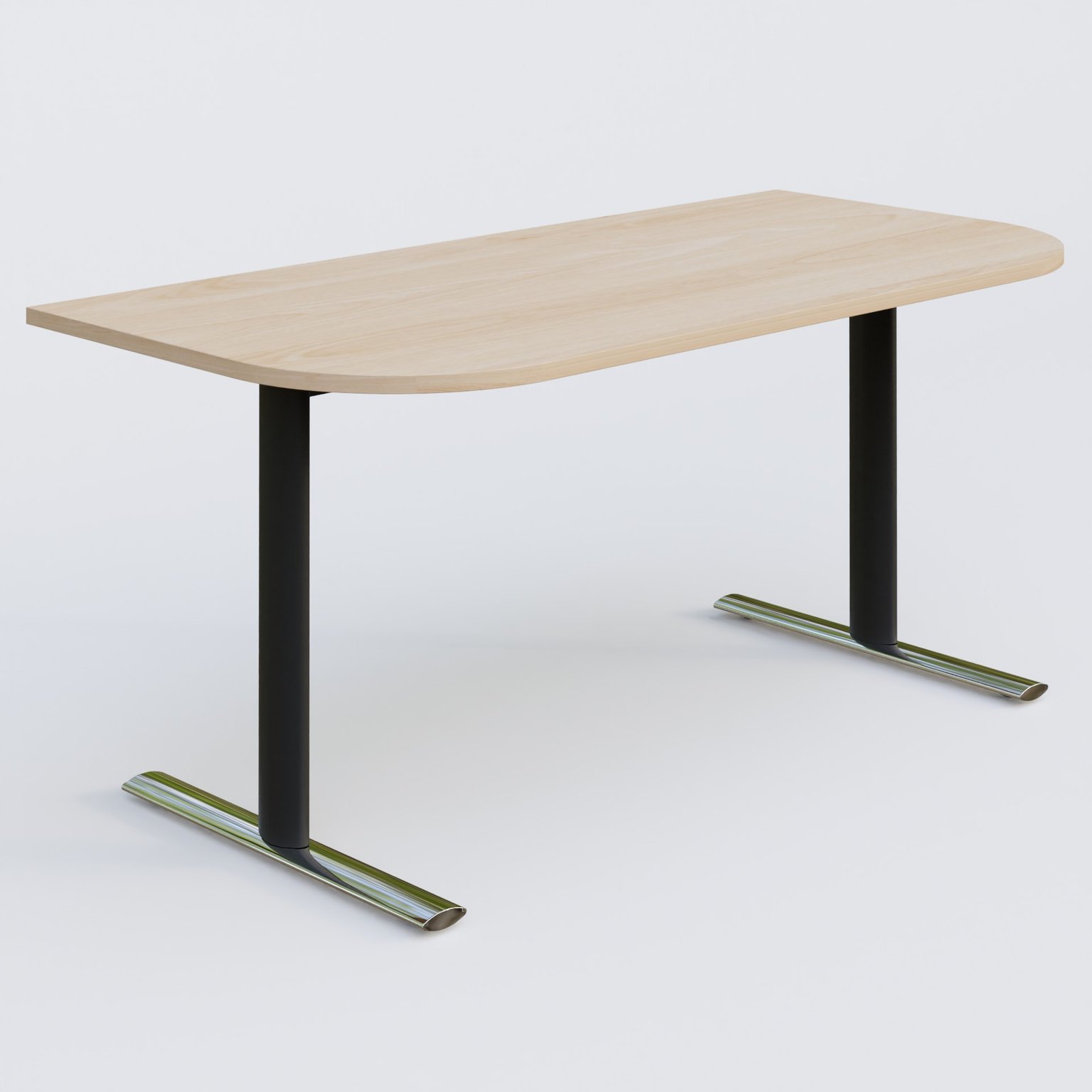 Module d'extrémité gamme Pure 165-80 cm. Plateau Hêtre et pietement Noir/Chrome.