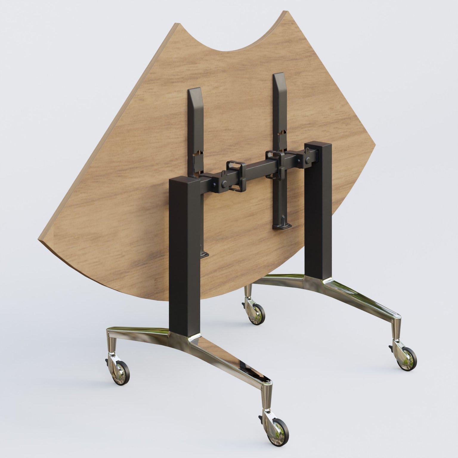 Module 1/4 de couronne de la gamme LEM 120-120 cm. Plateau Noyer et pietement Noir/Chrome.