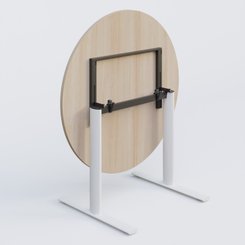 [Pas de famille] - [Pas de sous famille] - Table ronde gamme Pure diametre 110 cm. Plateau Acacia et pietement Blanc.