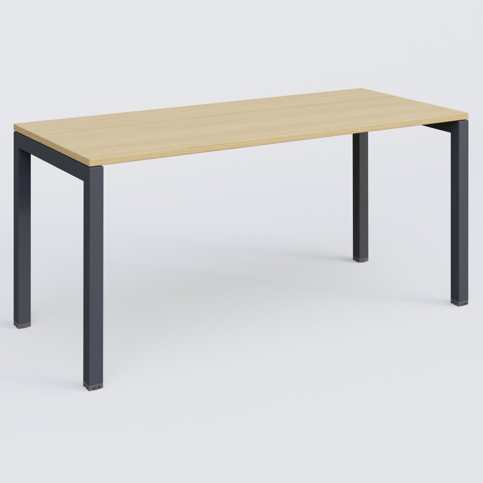 K3 Plateau droit 160x70 pieds fixe. Plateau Chêne clair et pietement Anthracite.