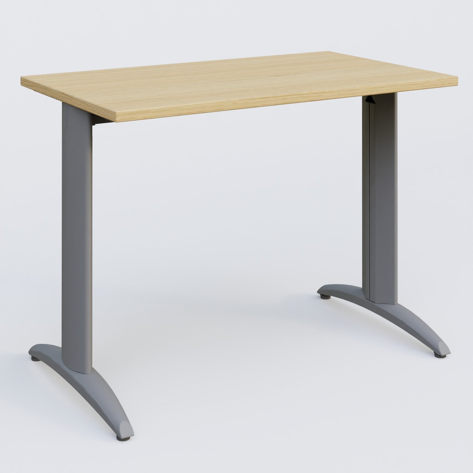 K2 Plateau droit 100x60 pieds fixe. Plateau Chêne clair et pietement Aluminium.