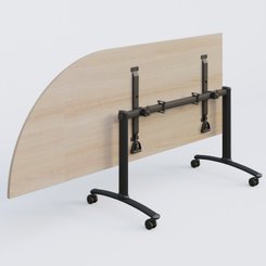 [Pas de famille] - [Pas de sous famille] - Module d'angle 90° Gauche gamme Arca 200-80 cm. Plateau Acacia et pietement Noir.