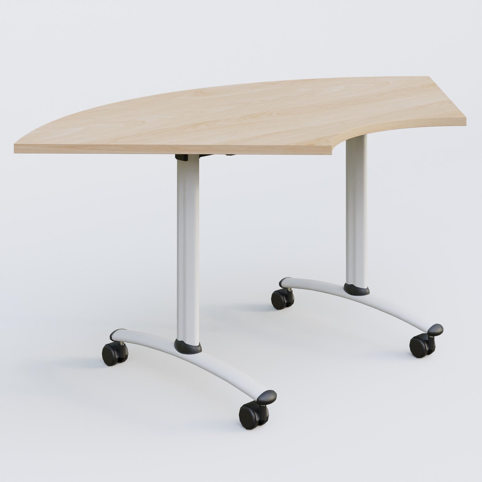 Module 1/4 de couronne pour table abattante gamme Arca 120-120 cm. Plateau Hêtre et pietement Blanc.