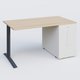 K1 Plateau droit 140x80 avec tour de rangement sous plateau à droite. Plateau Hêtre et pietement Anthracite