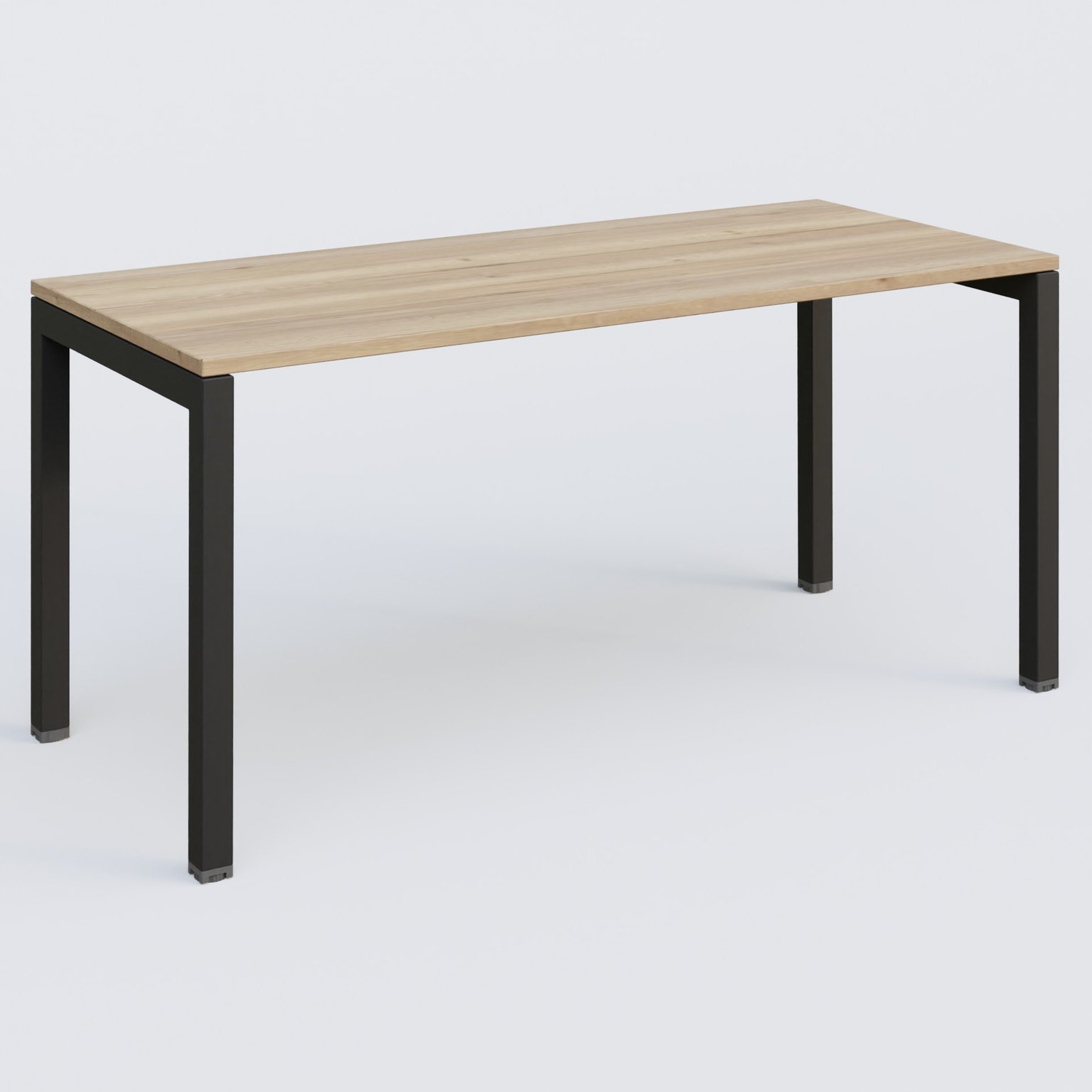 K3 Plateau droit 160x70 pieds fixe. Plateau Chêne naturel et pietement Noir Grainé.