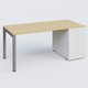 K3 Plateau droit 180x80 avec tour de rangement sous le plateau à droite. Plateau Chêne clair et pietement Aluminium