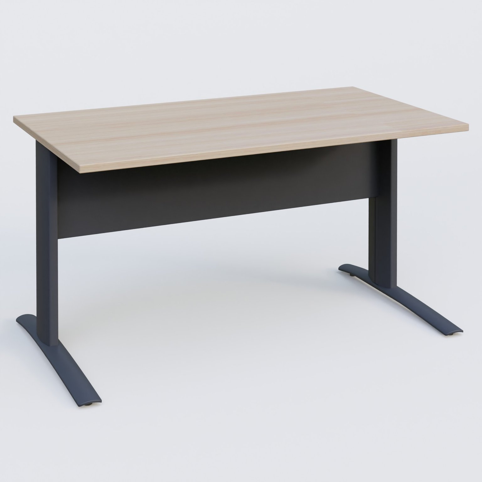 K1 Plateau droit 140x80 avec voile de fond métal. Plateau Acacia et pietement Anthracite