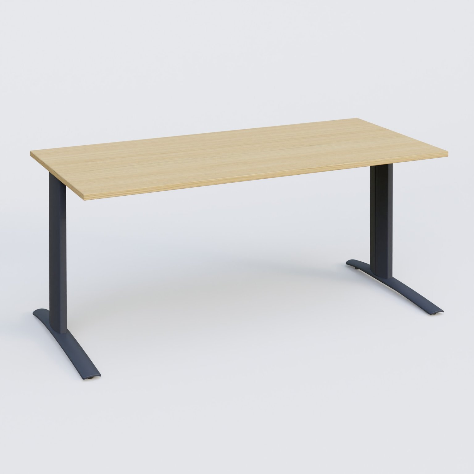 K1 Plateau droit 160x80 pieds fixe. Plateau Chêne clair et pietement Anthracite