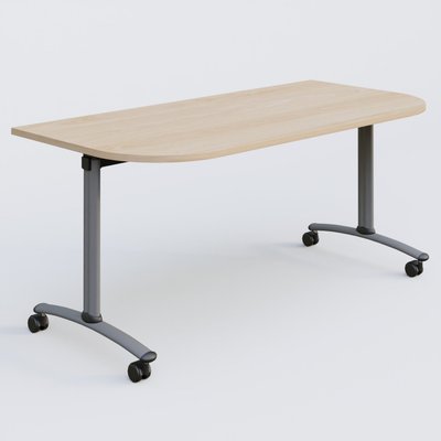 TABLES ABATTANTES - New Design - Module d'extrémité pour table abattante gamme Arca 165-80 cm. Plateau Hêtre et pietement Aluminium.