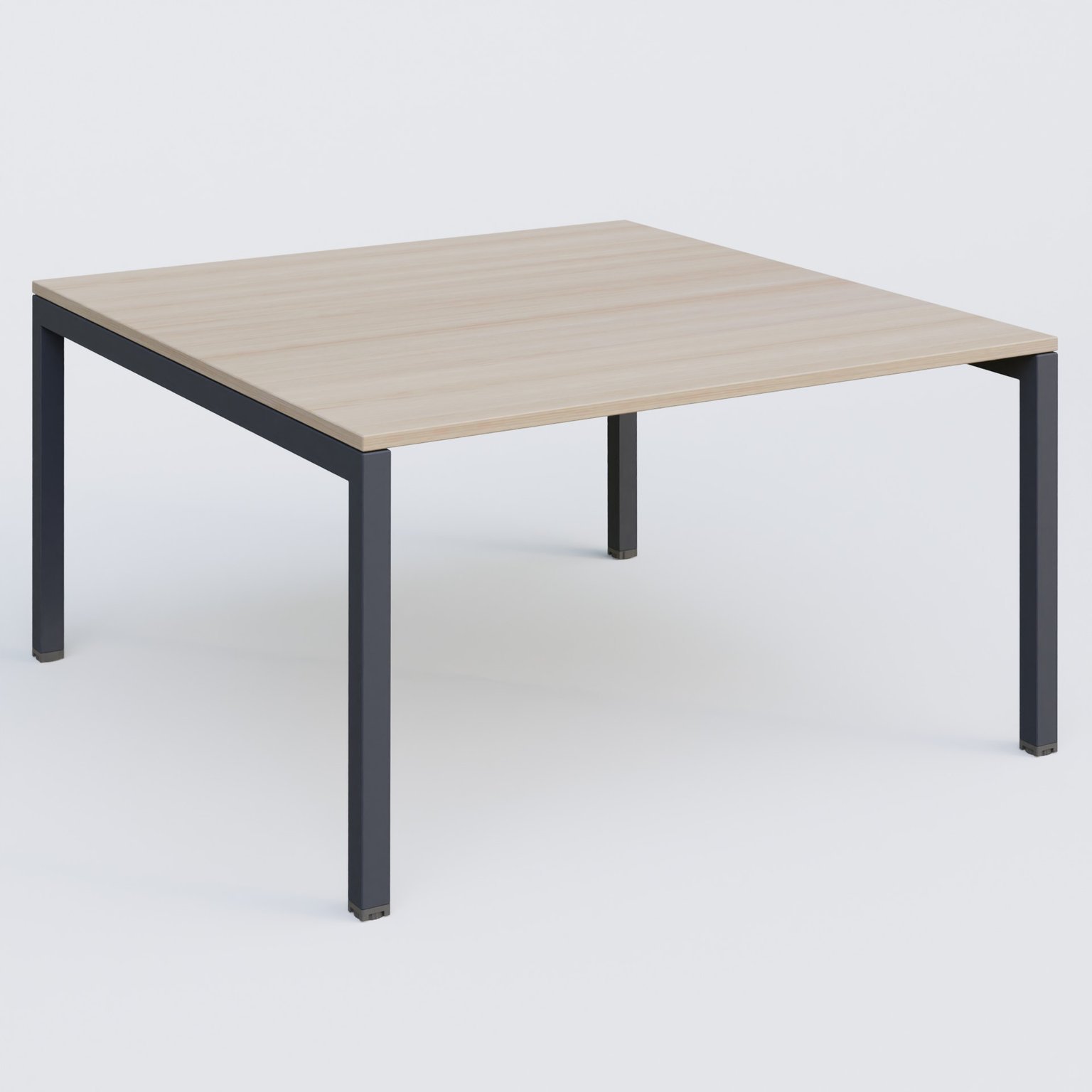 K3 Plateau droit 140x145 pieds fixe. Plateau Acacia et pietement Anthracite.