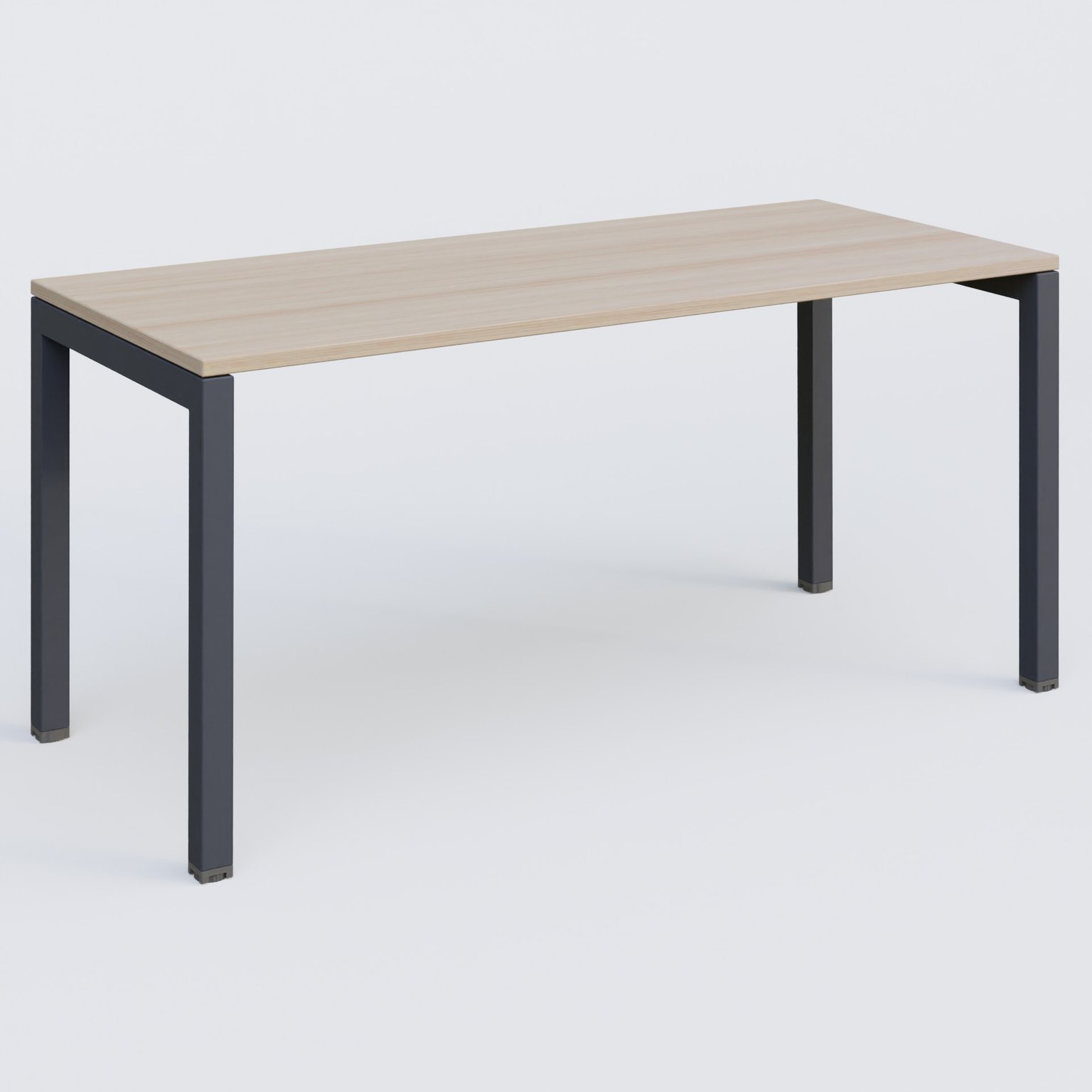 K3 Plateau droit 160x70 pieds fixe. Plateau Acacia et pietement Anthracite.