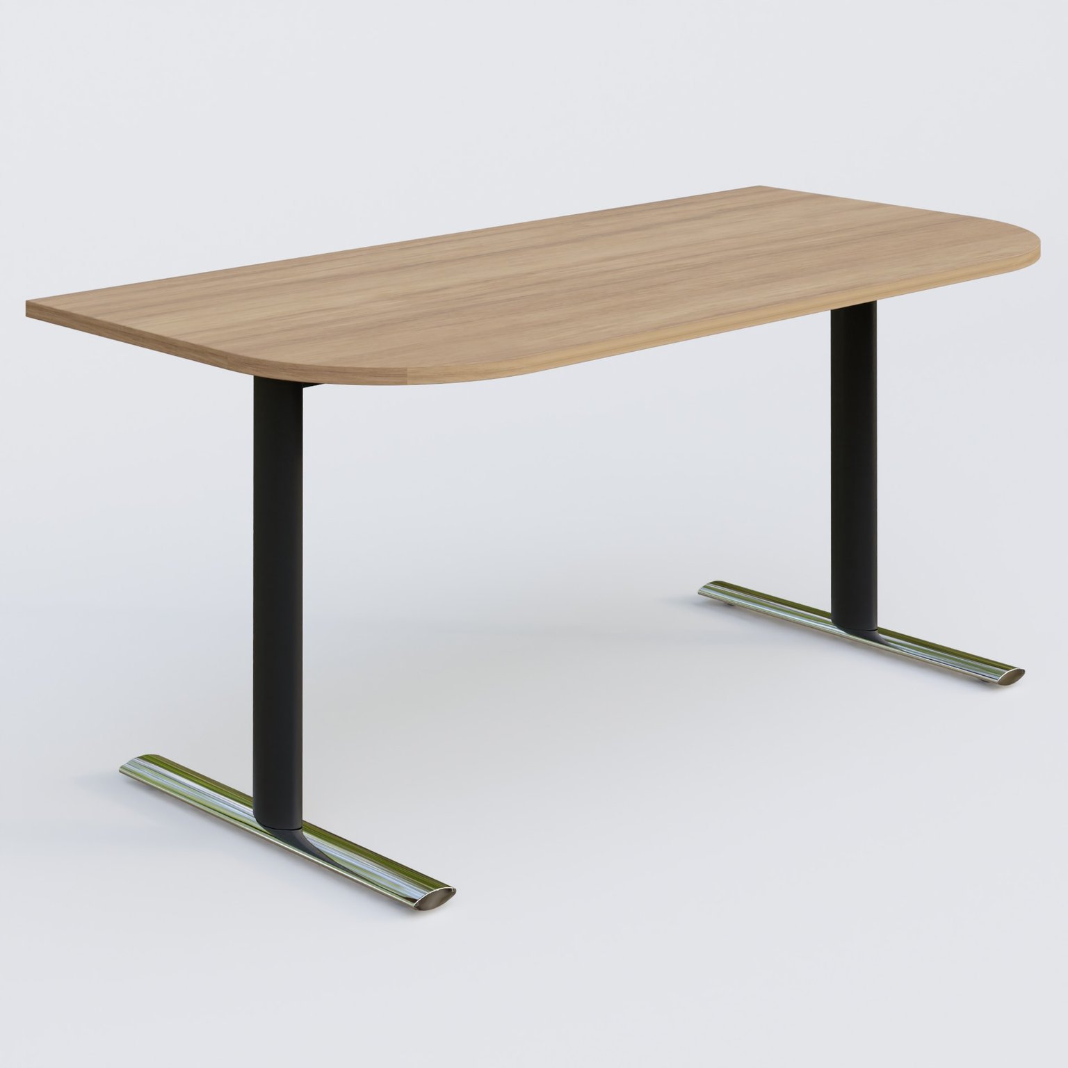 Module d'extrémité gamme Pure 165-80 cm. Plateau Noyer et pietement Noir/Chrome.