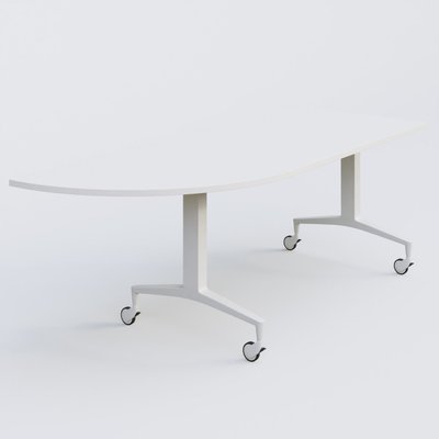[Pas de famille] - [Pas de sous famille] - Module d'angle à 90° intégré coté gauche de la gamme LEM 200-110 cm. Plateau Blanc et pietement Blanc.